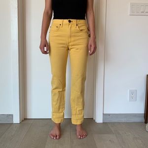 Yellow straight leg rag and bone jeans
